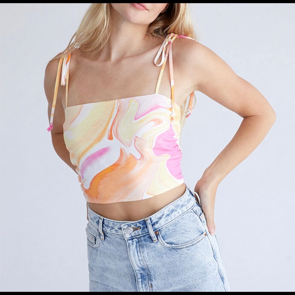 PacSun LA Hearts Tie Square Neck Tank Top